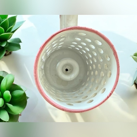 Hand-Painted Portuguese Pottery Candle Holder - Pierced Design - Picture 2 of 5